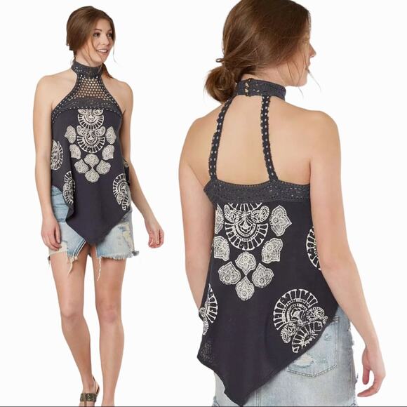 NWT Free People Mandolin Crochet High Neck Tank Top Size M - Picture 1 of 6